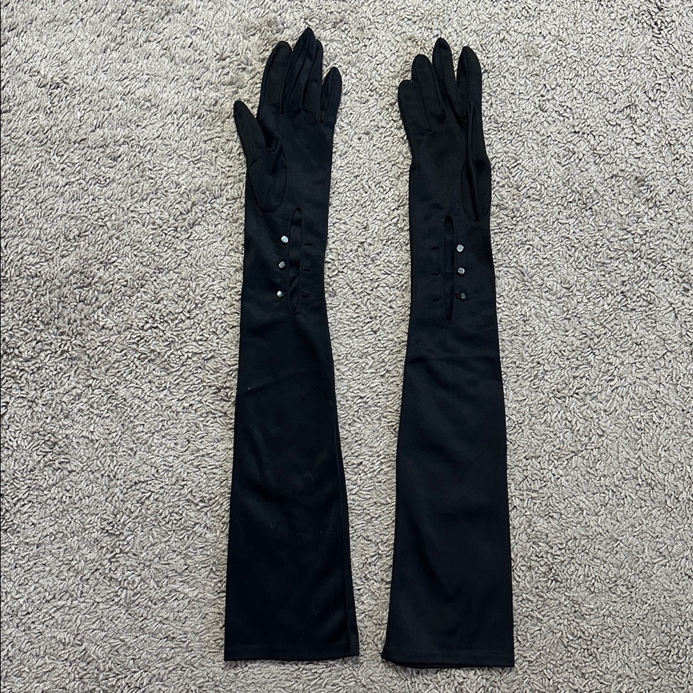 Vintage Elegant Black Long Opera Gloves - Picture 4 of 5